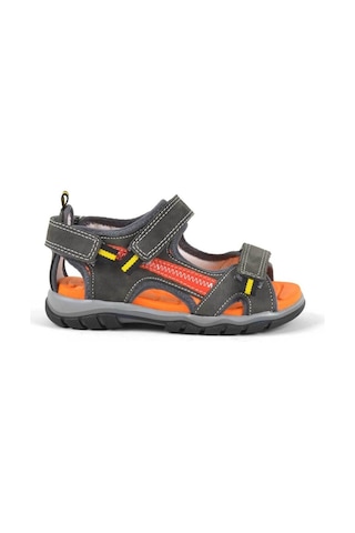 Hakiki Deri Gri Cırtlı Erkek Çocuk Trekking Sandalet Gri