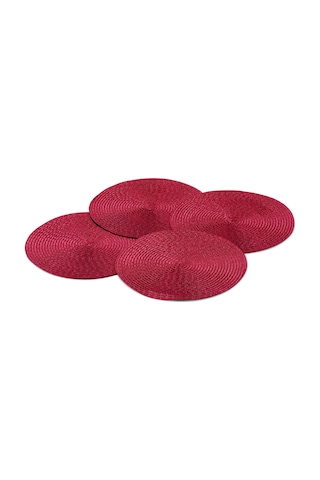 Amerikan Servis, 4 Lü Set, Yuvarlak, Kırmızı