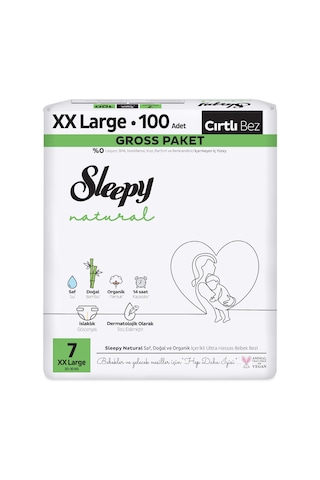 Sleepy Natural Gross Paket Bebek Bezi 7 Numara Xxlarge 100 Adet