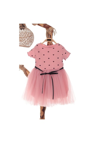 Kalp Baskılı 2-7 Yaş Arası Gül Kurusu Kız Çocuk Tüllü Elbise Doğum Günü Özel Gün Ve Geceler İçin Gül Kurusu Gülkurusu