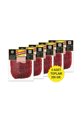 Yüksek Proteinli Kurutulmuş Dana Füme Et 70 Gr. Beşli Paket Toplam 350 Gr.