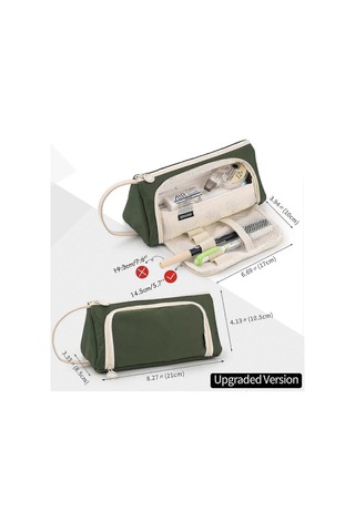 Büyük Kapasiteli Kalem Kutusu Kılıfı Kalem Kutusu Basit Kırtasiye Çantası Okul Kolej Ofis Düzenleyici Gençler Kızlar Yetişkinler Öğrenciler İçin, Koyu Yeşil Çok Renkli