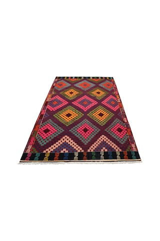 Kilim Antik El Dokuması Otantik Bergama İzmir Yörük Yün Cecim Kilimi 0144 - Yeni - Çok Renkli
