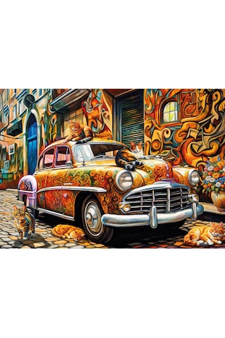 Ks Games 500 Parça Araba Üstündeki Kediler Puzzle - Serhat Filiz