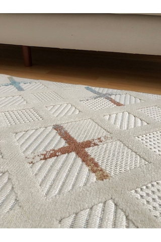 Luxess Halı Dizayn 1100 Multi Renkli İskandinav Bohem Tarzı Desen Hav Vermez Tozumaz Modern Halı Renkli
