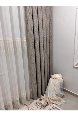 Nivemeshome 400 Diana Şönil Dokuma Vizon 1/3 Pile Fon Perde Apm Vizon