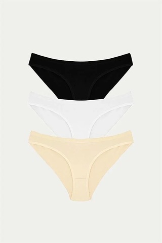 Angbutik Pamuklu Siyah Beyaz Ten Rengi 3'lü Külot Çok Renkli
