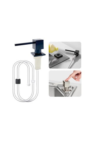 Kare Siyah-kare Mutfak Lavabo Sıvı Sabun Pompası Dağıtıcı Nikel Altın Losyon Tutucu Pompa Kafası Silikon Tüp Seti Güverte Tezgahı Altında Aracı