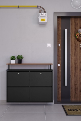 Ceha Kilitli Tablalı 4'lü Metal Ayakkabılık - Siyah K.AYK-2.4/AC/P 9005/KL