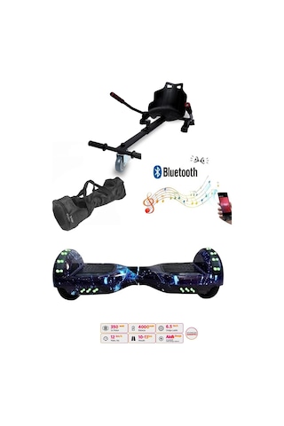 Elektrikli Kaykay Scooter Akıllı Denge Hoverboard + Hoverkart + Çanta Full Ledli Extrem Paket D12