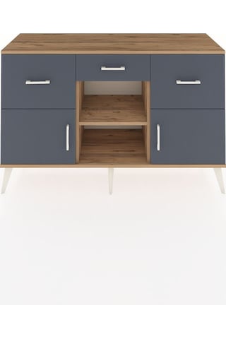 Kronos Konsol Tek Raflı 3 Çekmeceli 3 Kapaklı 132x59x83 Çam-antrasit/antrasit Antrasit/antrasit