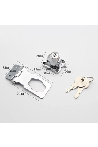 Kilitli Ve Vidalı Dolap Kapı Kilitleri, 64 Mm, 2 Parça, Anahtarlı Kilit, Krom B