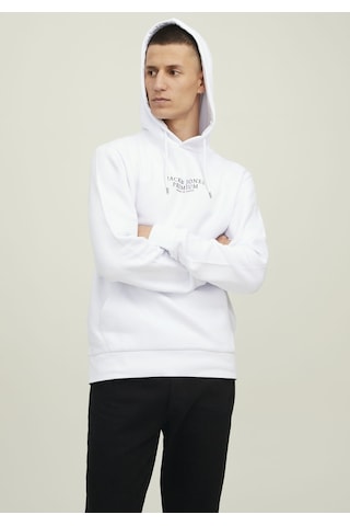 Jack & Jones Kapüşonlu Premium Baskılı Sweatshirt- Bluarchie 12216335 White Beyaz