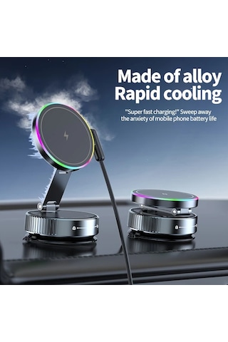 Willowhaven Siyah K3 Kablosuz Sarjli Gelistirilmis Vakumlu Manyetik Arac Telefon Tutucu Super Guclu Emisli Evrensel