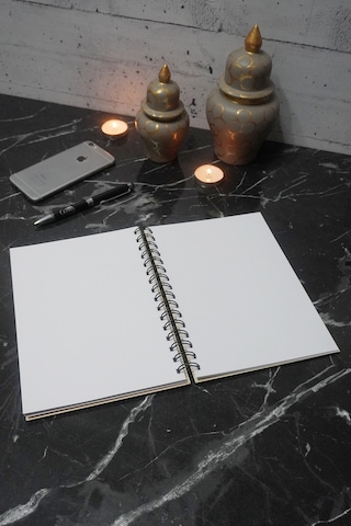 Galata Kulesi Desen Ahşap Defter-spiralli - Günlük - Çizgisiz Defter Ahşap Rengi Banu A5 Notebook