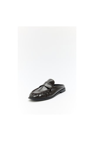 Lutvelizade Loafer 2601 Arkası Açık Büzgülü Acı Kahve Kadın Loafer Acı Kahverengi