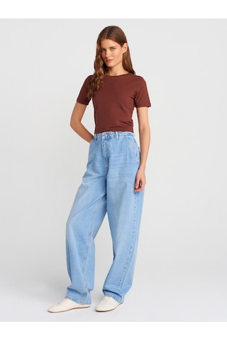 Dilvin 71795 Taşlanmış Balon Denim Pantolon-açık Mavi Açık Mavi