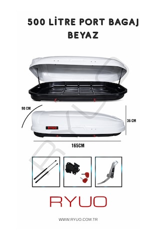 Ryuo Araç Üstü Tabut Port Bagaj 500 Litre Beyaz Ryuo Araç Üstü Tabut Port Bagaj 500 Litre Beyaz