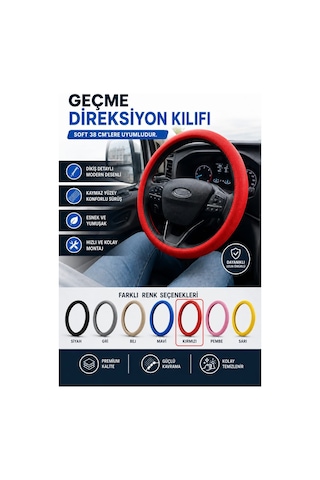 Direksiyon Kılıfı Geçme 38cm Soft Kırmızı Dkg001k Fermeq