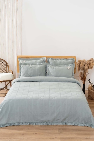 Fiorella Mint Çift Kişilik Çarşaflı Yatak Örtüsü Takımı 6 Parça Uyku Seti Mint