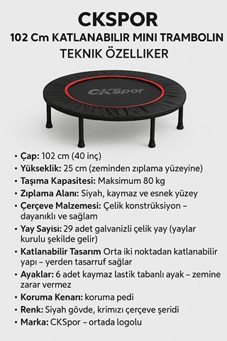 102 Cm 40 Inç Trambolin Metal Yay Mavi Deluxe Trampolin
