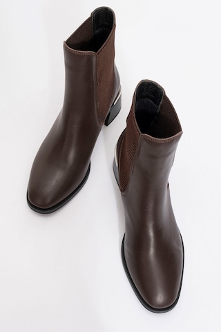 Neiva Kahve Cilt Hakiki Deri Kadın Chelsea Bot Kahverengi Deri