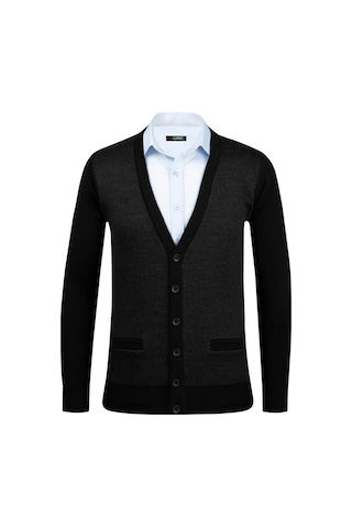 Çizgi Triko Erkek Büyük Beden Desenli Kol Ve Bel Lastikli Çelik Örgü Triko Hırka 5014mb Siyah Siyah