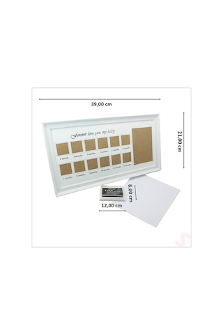 Bebek El Ve Ayak İzli Resim Çerçevesi, 39cm X 21cm - 12 Ay