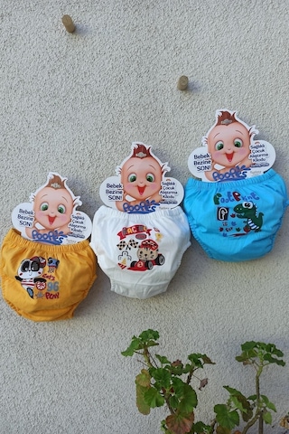 Unisex Çocuk Desenli Büyük Beden 3'lü Alıştırma Külodu