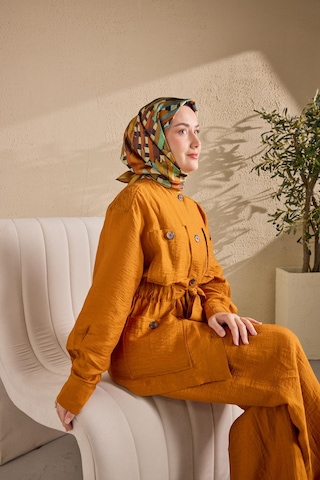 Silk Home Twill İpek Eşarp Şerit Turuncu Çok Renkli