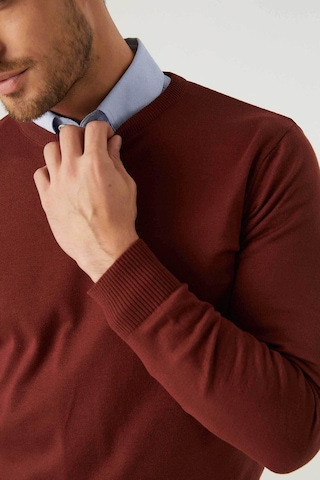 Regular Fit Kiremit Tüylenme Yapmayan Bisiklet Yaka Triko Kazak Kiremit