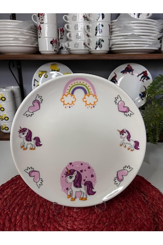 5 Parça Pembe Unicorn Model Çocuk Bebek Yemek Takımı Beslenme Seti Çok Renkli