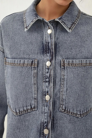 Hiccup Bdart Oversize Denim Ceket, Gömlek Yaka Ve Cep Detaylı Buz Mavisi