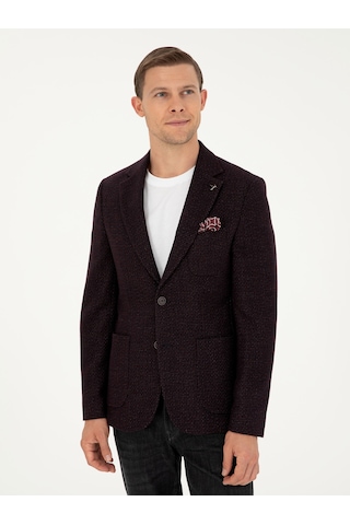 Cacharel Bordo Slim Fit Yün Karışımlı Ceket Kırmızı