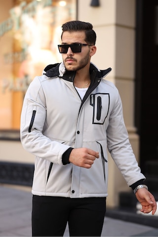 Mero Life Outdoor Kapüşonlu Su Ve Rüzgar Geçirmez Kapitone Içi Kürklü Elyaf Dolgulu Taş Rengi Kalın Softshell Mont Taş