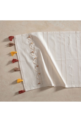 Mudo Home Boncuk Ponponlu Runner 50x130 Ekru