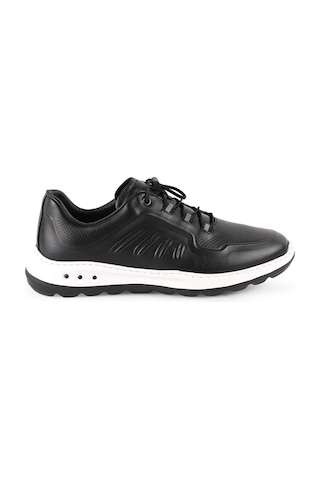 Lbr H1133 Antik Deri Erkek Sneaker - Eva Tabanlı Bağcıklı Günlük Spor Ayakkabı Siyah