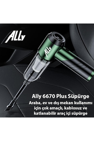 ALLY ST-6670PLUS 18000pa Güçlü Portatif 3 Kademeli Tasinabilir Vakumlu Kablosuz Üflemeli Mini Araç Süpürgesi