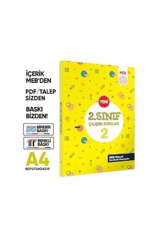 MEB İlkokul 2.Sınıf Çalışma Soruları 1 Tüm Dersler Kazanım Pekiştirme Kitabı BASKI ÜCRETİ