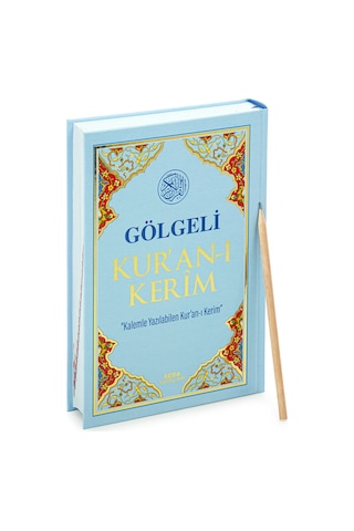 Kalemle Yazılabilen Orta Boy Gölgeli Kuranı Kerim Mavi