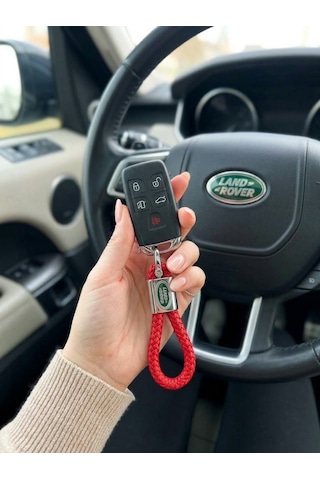 Kırmızı Deri Örgü Land Rover İle Uyumlu Anahtarlık Discovery Defender Range Rover Freelander