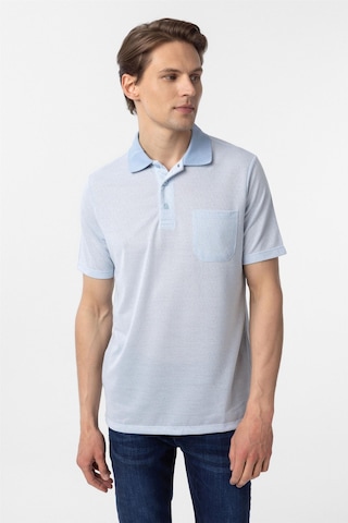 Süvari Mavi Regular Armürlü Polo Yaka Tişört-37354 Mavi