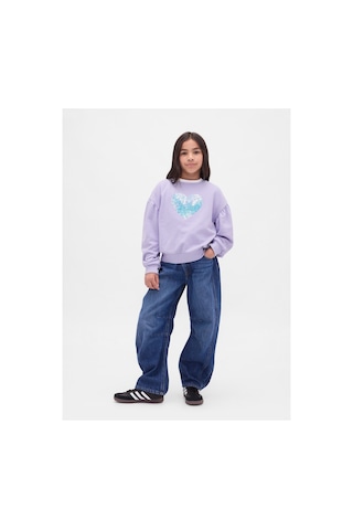 Gap Kız Çocuk Relaxed Flippy-sequin Grafikli Sweatshirt Mor