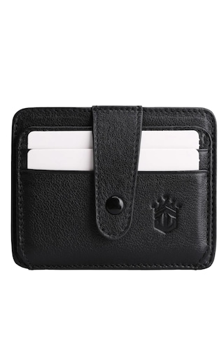 Ancora Leather Hakiki Deri Çıtçıtlı-para Bölmeli Kartlık Siyah-26209