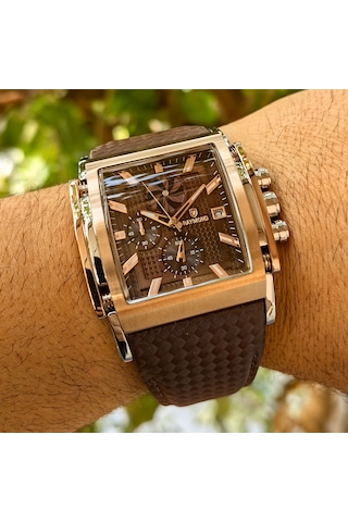 Raymond Kahverengi Erkek Kol Saati Gümüş - Rose Gold