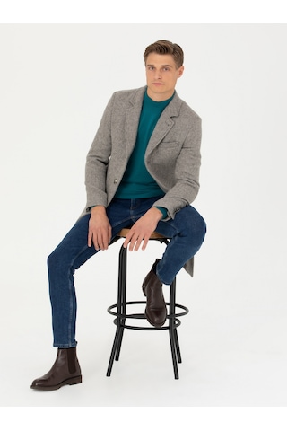 Cacharel Gri Slim Fit Palto