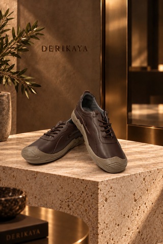 Derikaya Urban Erkek Kahverengi Delikli Yan Panel Detaylı Bağcıklı Sneaker