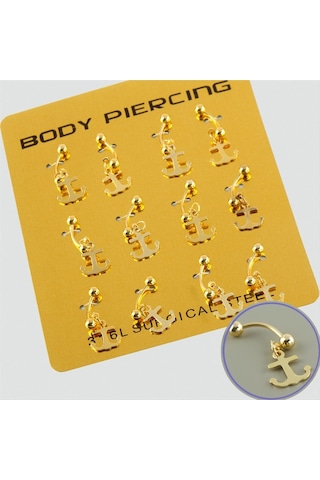 Çapa Çelik Piercing 1 Adet Çok Renkli