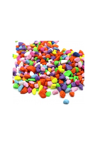 Renkli Dekoratif Çakıl Taşı 1 Kg Akvaryum Teraryum Fanus Saksı Dekoru Doğal Hobi Taşı 0.4-1 Cm
