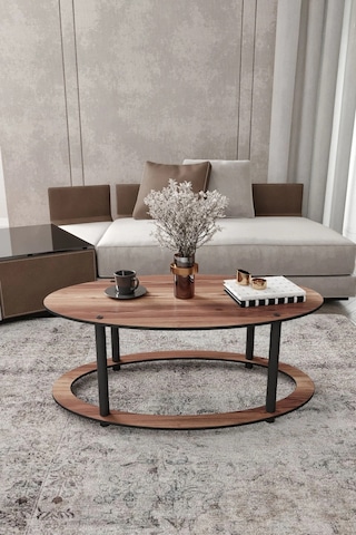 Hole Elips Orta Sehpa Ceviz Ceviz